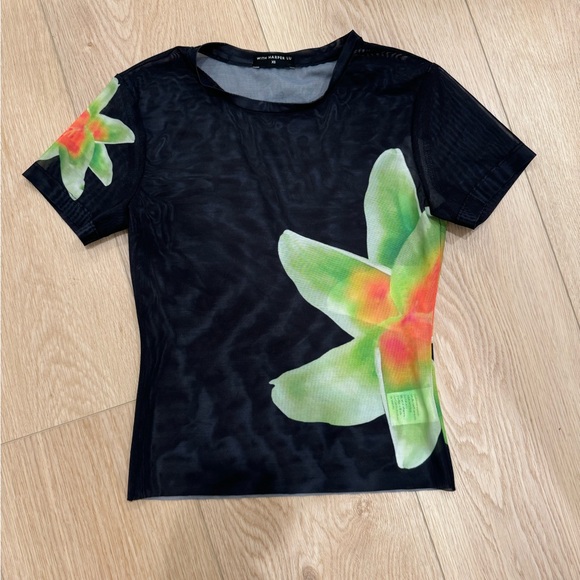 SET - with harper lu matching black & green floral mesh top & skirt - Picture 3 of 6